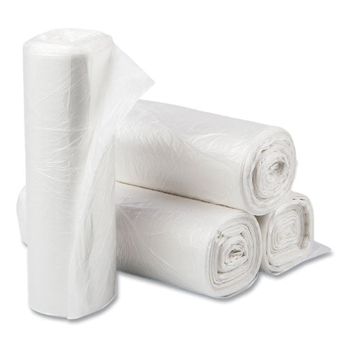 Image of Inteplast Group High-Density Commercial Can Liners, 10 gal, 6 mic, 24" x 24", Natural, Perforated Roll, 50 Bags/Roll, 20 Rolls/Carton