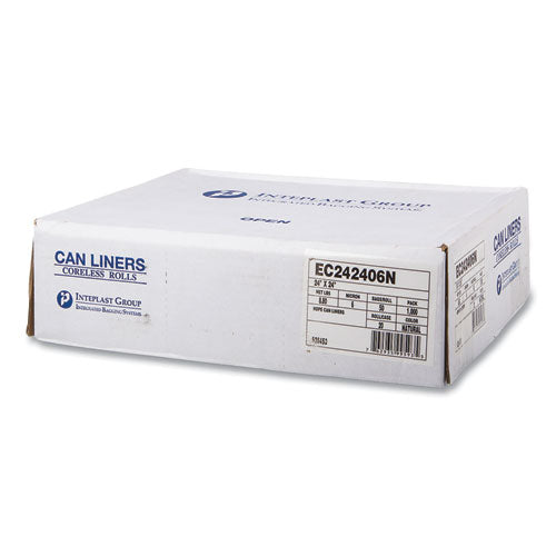 Image of Inteplast Group High-Density Commercial Can Liners, 10 gal, 6 mic, 24" x 24", Natural, Perforated Roll, 50 Bags/Roll, 20 Rolls/Carton