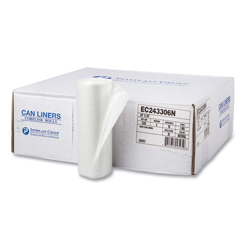 Image of Inteplast Group High-Density Commercial Can Liners, 16 gal, 6 mic, 24" x 33", Natural, Perforated Roll, 50 Bags/Roll, 20 Rolls/Carton