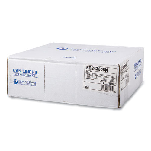 Image of Inteplast Group High-Density Commercial Can Liners, 16 gal, 6 mic, 24" x 33", Natural, Perforated Roll, 50 Bags/Roll, 20 Rolls/Carton