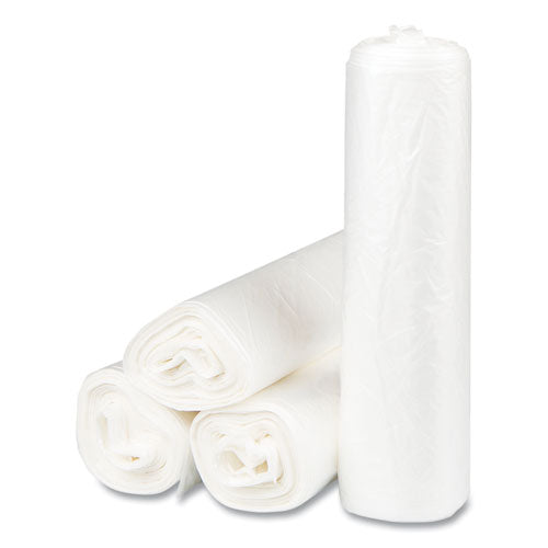 Image of Inteplast Group High-Density Commercial Can Liners, 10 gal, 8 mic, 24" x 24", Natural, Interleaved Roll, 50 Bags/Roll, 20 Rolls/Carton