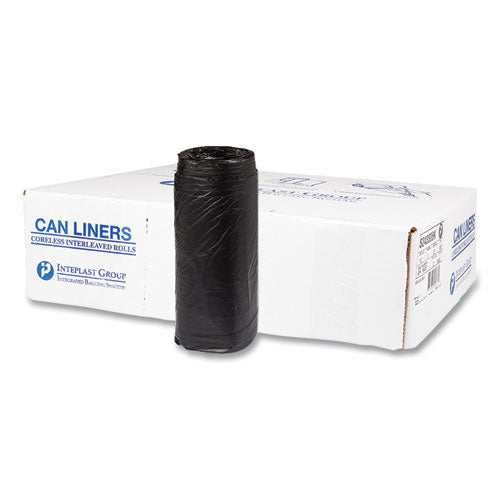 Image of Inteplast Group High-Density Commercial Can Liners, 16 gal, 8 mic, 24" x 33", Black, Interleaved Roll, 50 Bags/Roll, 20 Rolls/Carton