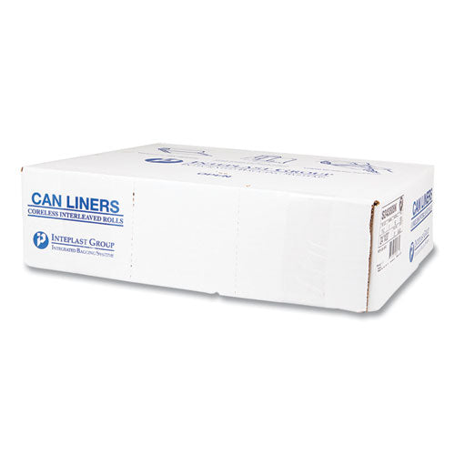 Image of Inteplast Group High-Density Commercial Can Liners, 16 gal, 8 mic, 24" x 33", Black, Interleaved Roll, 50 Bags/Roll, 20 Rolls/Carton