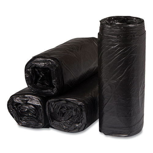 Image of Inteplast Group High-Density Commercial Can Liners, 16 gal, 8 mic, 24" x 33", Black, Interleaved Roll, 50 Bags/Roll, 20 Rolls/Carton