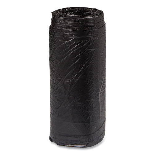 Image of Inteplast Group High-Density Commercial Can Liners, 16 gal, 8 mic, 24" x 33", Black, Interleaved Roll, 50 Bags/Roll, 20 Rolls/Carton