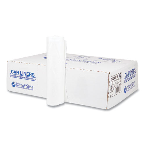 Image of Inteplast Group High-Density Commercial Can Liners, 33 gal, 11 mic, 33" x 40", Clear, Interleaved Roll, 25 Bags/Roll, 20 Rolls/Carton
