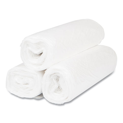 Image of Inteplast Group High-Density Commercial Can Liners, 33 gal, 11 mic, 33" x 40", Clear, Interleaved Roll, 25 Bags/Roll, 20 Rolls/Carton
