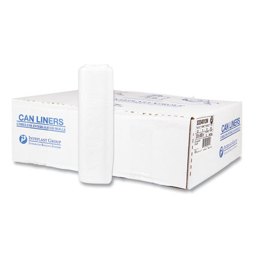 Image of Inteplast Group High-Density Commercial Can Liners, 33 gal, 13 mic, 33" x 40", Clear, Interleaved Roll, 25 Bags/Roll, 20 Rolls/Carton