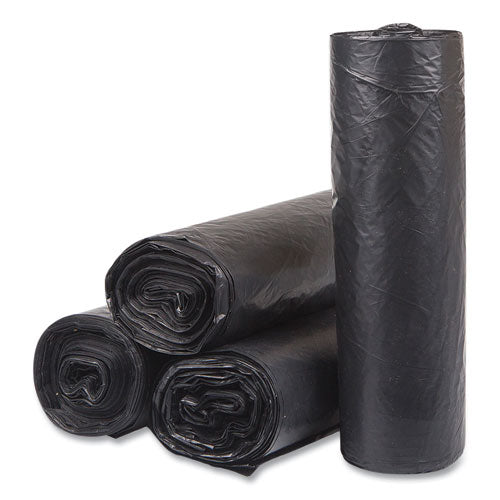 Image of Inteplast Group High-Density Commercial Can Liners, 33 gal, 16 mic, 33" x 40", Black, Interleaved Roll, 25 Bags/Roll, 10 Rolls/Carton
