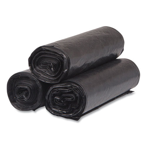 Image of Inteplast Group High-Density Commercial Can Liners, 33 gal, 16 mic, 33" x 40", Black, Interleaved Roll, 25 Bags/Roll, 10 Rolls/Carton