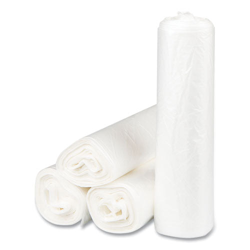 Image of Inteplast Group High-Density Commercial Can Liners, 33 gal, 17 mic, 33" x 40", Clear, Interleaved Roll, 25 Bags/Roll, 10 Rolls/Carton