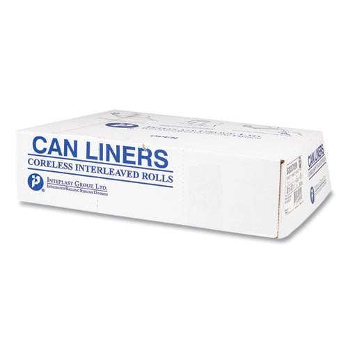 Image of Inteplast Group High-Density Commercial Can Liners, 33 gal, 17 mic, 33" x 40", Clear, Interleaved Roll, 25 Bags/Roll, 10 Rolls/Carton