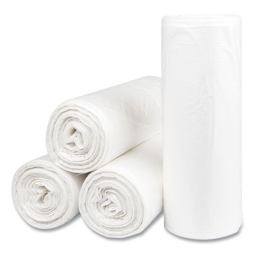 Image of Inteplast Group High-Density Commercial Can Liners, 55 gal, 14 mic, 36" x 60", Clear, Interleaved Roll, 25 Bags/Roll, 8 Rolls/Carton
