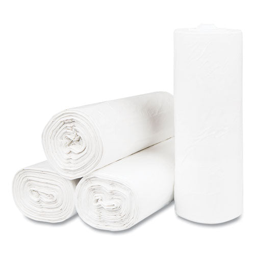 Image of Inteplast Group High-Density Commercial Can Liners, 55 gal, 17 mic, 36" x 60", Clear, Interleaved Roll, 25 Bags/Roll, 8 Rolls/Carton