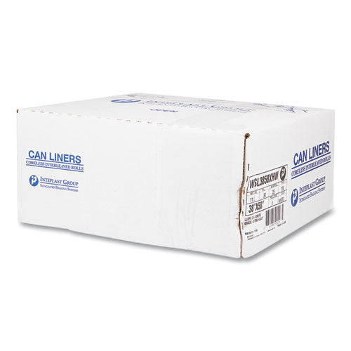 Image of Inteplast Group High-Density Commercial Can Liners, 55 gal, 17 mic, 36" x 60", Clear, Interleaved Roll, 25 Bags/Roll, 8 Rolls/Carton