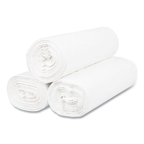 Image of Inteplast Group High-Density Commercial Can Liners, 55 gal, 17 mic, 36" x 60", Clear, Interleaved Roll, 25 Bags/Roll, 8 Rolls/Carton