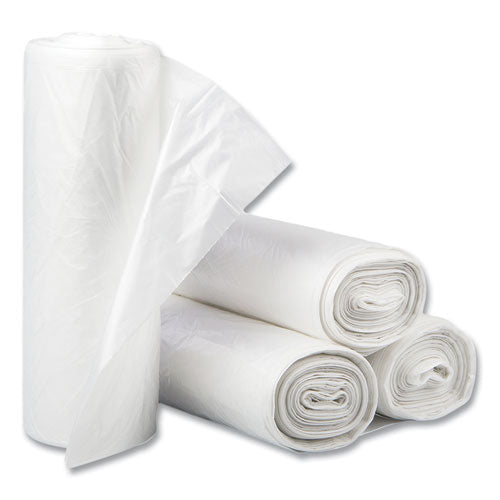 Image of Inteplast Group High-Density Commercial Can Liners, 60 gal, 14 mic, 38" x 60", Clear, Interleaved Roll, 25 Bags/Roll, 8 Rolls/Carton