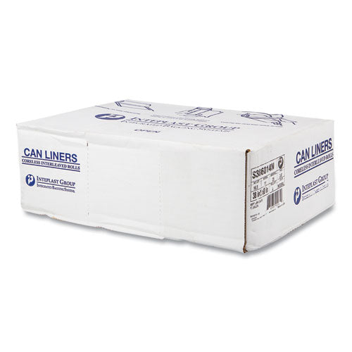 Image of Inteplast Group High-Density Commercial Can Liners, 60 gal, 14 mic, 38" x 60", Clear, Interleaved Roll, 25 Bags/Roll, 8 Rolls/Carton