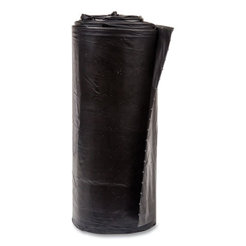 Image of Inteplast Group High-Density Commercial Can Liners, 60 gal, 17 mic, 38" x 60", Black, Interleaved Roll, 25 Bags/Roll, 8 Rolls/Carton