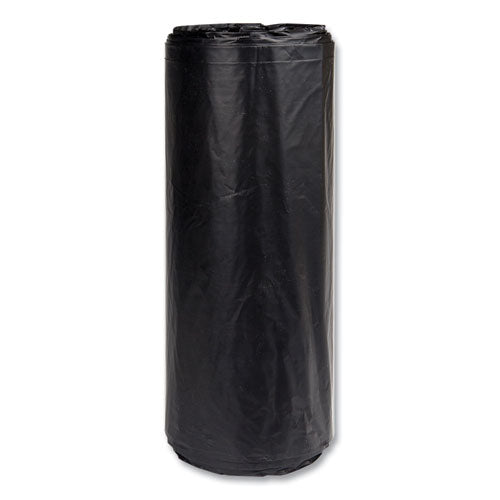 Image of Inteplast Group High-Density Commercial Can Liners, 60 gal, 22 mic, 38" x 60", Black, Interleaved Roll, 25 Bags/Roll, 6 Rolls/Carton
