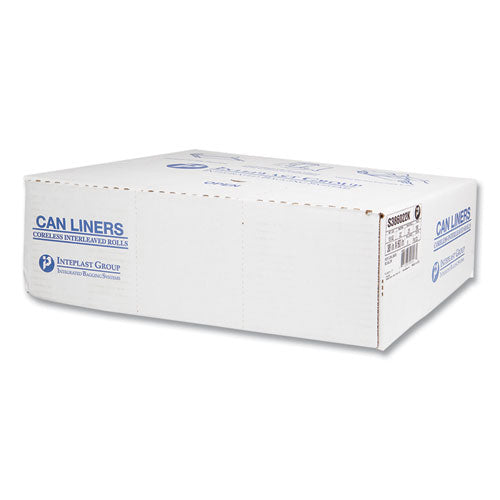 Image of Inteplast Group High-Density Commercial Can Liners, 60 gal, 22 mic, 38" x 60", Black, Interleaved Roll, 25 Bags/Roll, 6 Rolls/Carton
