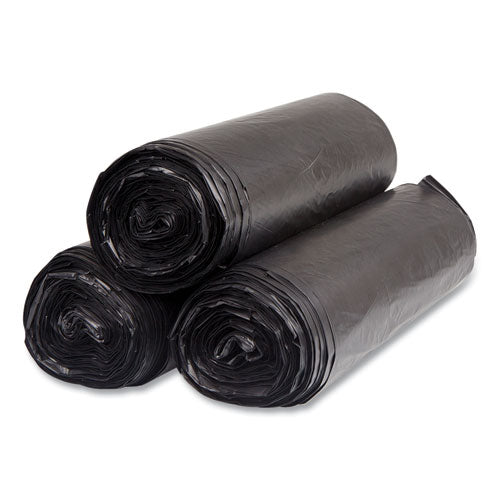 Image of Inteplast Group High-Density Commercial Can Liners, 60 gal, 22 mic, 38" x 60", Black, Interleaved Roll, 25 Bags/Roll, 6 Rolls/Carton