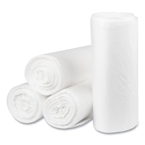 Image of Inteplast Group High-Density Commercial Can Liners, 60 gal, 22 mic, 38" x 60", Clear, Interleaved Roll, 25 Bags/Roll, 6 Rolls/Carton