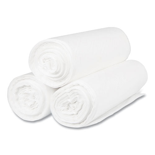 Image of Inteplast Group High-Density Commercial Can Liners, 60 gal, 22 mic, 38" x 60", Clear, Interleaved Roll, 25 Bags/Roll, 6 Rolls/Carton