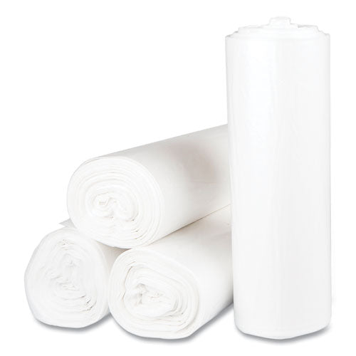 Image of Inteplast Group High-Density Commercial Can Liners, 45 gal, 12 mic, 40" x 48", Clear, Interleaved Roll, 25 Bags/Roll, 10 Rolls/Carton