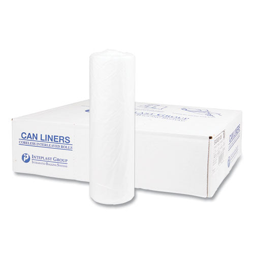Image of Inteplast Group High-Density Commercial Can Liners, 45 gal, 14 mic, 40" x 48", Clear, Interleaved Roll, 25 Bags/Roll, 10 Rolls/Carton