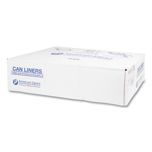 Image of Inteplast Group High-Density Commercial Can Liners, 45 gal, 14 mic, 40" x 48", Clear, Interleaved Roll, 25 Bags/Roll, 10 Rolls/Carton