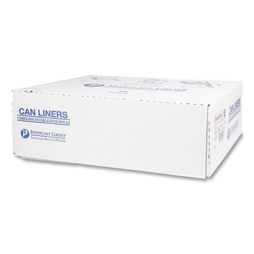 Image of Inteplast Group High-Density Commercial Can Liners, 45 gal, 16 mic, 40" x 48", Black, Interleaved Roll, 25 Bags/Roll, 10 Rolls/Carton