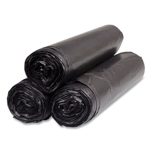 Image of Inteplast Group High-Density Commercial Can Liners, 45 gal, 16 mic, 40" x 48", Black, Interleaved Roll, 25 Bags/Roll, 10 Rolls/Carton
