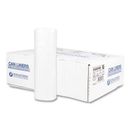 Image of Inteplast Group High-Density Commercial Can Liners, 45 gal, 16 mic, 40" x 48", Clear, Interleaved Roll, 25 Bags/Roll, 10 Rolls/Carton