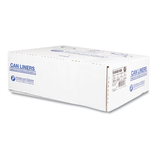 Image of Inteplast Group High-Density Commercial Can Liners, 45 gal, 16 mic, 40" x 48", Clear, Interleaved Roll, 25 Bags/Roll, 10 Rolls/Carton