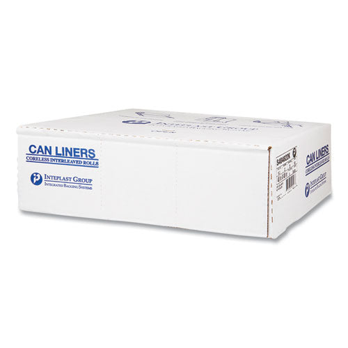 Image of Inteplast Group High-Density Commercial Can Liners, 45 gal, 22 mic, 40" x 48", Black, Interleaved Roll, 25 Bags/Roll, 6 Rolls/Carton
