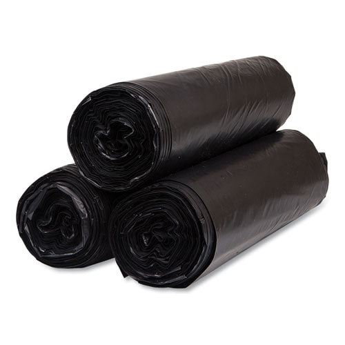 Image of Inteplast Group High-Density Commercial Can Liners, 45 gal, 22 mic, 40" x 48", Black, Interleaved Roll, 25 Bags/Roll, 6 Rolls/Carton