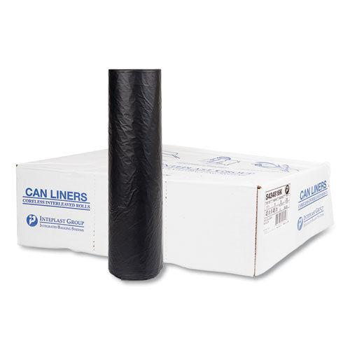 Image of Inteplast Group High-Density Commercial Can Liners, 56 gal, 16 mic, 43" x 48", Black, Interleaved Roll, 25 Bags/Roll, 8 Rolls/Carton