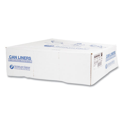 Image of Inteplast Group High-Density Commercial Can Liners, 56 gal, 16 mic, 43" x 48", Black, Interleaved Roll, 25 Bags/Roll, 8 Rolls/Carton