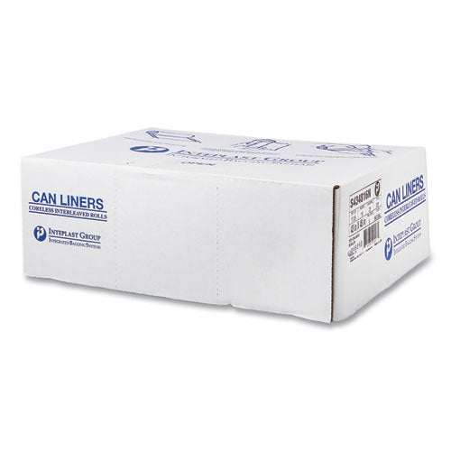 Image of Inteplast Group High-Density Commercial Can Liners, 56 gal, 16 mic, 43" x 48", Natural, Interleaved Roll, 25 Bags/Roll, 8 Rolls/Carton