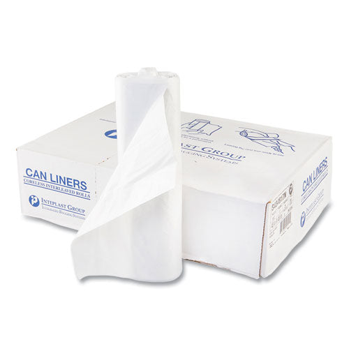 Image of Inteplast Group High-Density Commercial Can Liners, 56 gal, 17 mic, 43" x 48", Clear, Interleaved Roll, 25 Bags/Roll, 8 Rolls/Carton