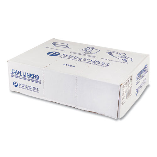 Image of Inteplast Group High-Density Commercial Can Liners, 56 gal, 17 mic, 43" x 48", Clear, Interleaved Roll, 25 Bags/Roll, 8 Rolls/Carton