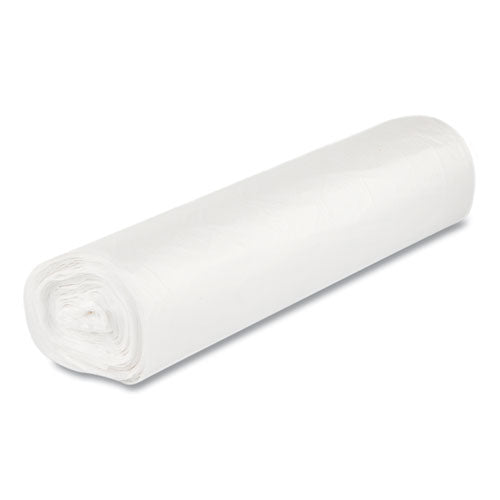 Image of Inteplast Group High-Density Commercial Can Liners, 56 gal, 17 mic, 43" x 48", Clear, Interleaved Roll, 25 Bags/Roll, 8 Rolls/Carton