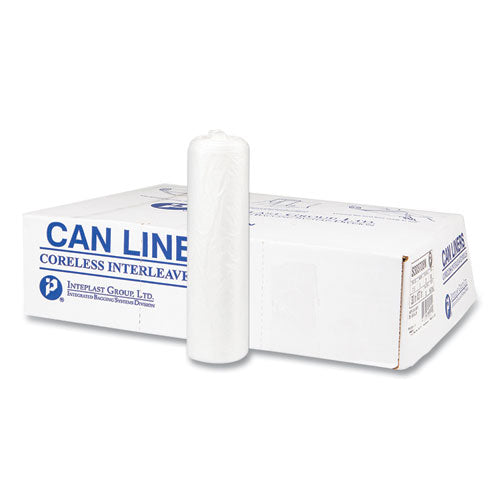 Image of Inteplast Group High-Density Commercial Can Liners, 56 gal, 22 mic, 43" x 48", Natural, Interleaved Roll, 25 Bags/Roll, 8 Rolls/Carton