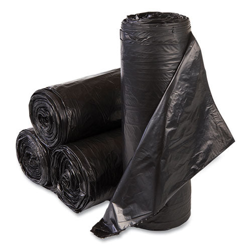 Image of Inteplast Group Institutional Low-Density Can Liners, 30 gal, 0.58 mil, 30" x 36", Black, Interleaved Roll, 25 Bags/Roll, 10 Rolls/Carton