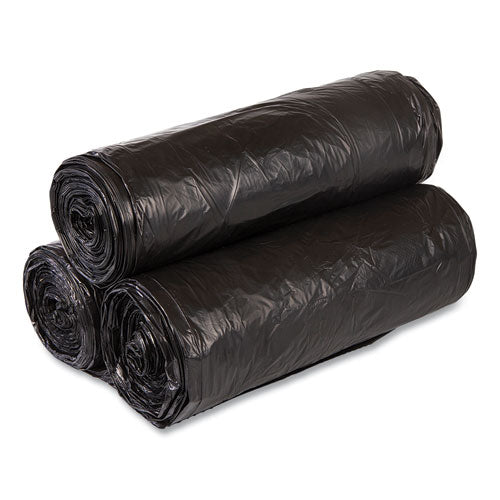Image of Inteplast Group Institutional Low-Density Can Liners, 30 gal, 0.58 mil, 30" x 36", Black, Interleaved Roll, 25 Bags/Roll, 10 Rolls/Carton