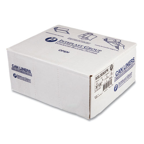 Image of Inteplast Group Low-Density Commercial Can Liners, 30 gal, 0.9 mil, 30" x 36", Black, Interleaved Roll, 25 Bags/Roll, 8 Rolls/Carton