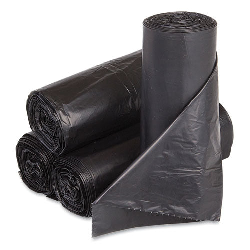 Image of Inteplast Group Low-Density Commercial Can Liners, 30 gal, 0.9 mil, 30" x 36", Black, Interleaved Roll, 25 Bags/Roll, 8 Rolls/Carton