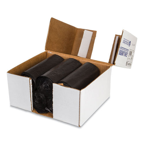 Image of Inteplast Group Low-Density Commercial Can Liners, 30 gal, 0.9 mil, 30" x 36", Black, Interleaved Roll, 25 Bags/Roll, 8 Rolls/Carton