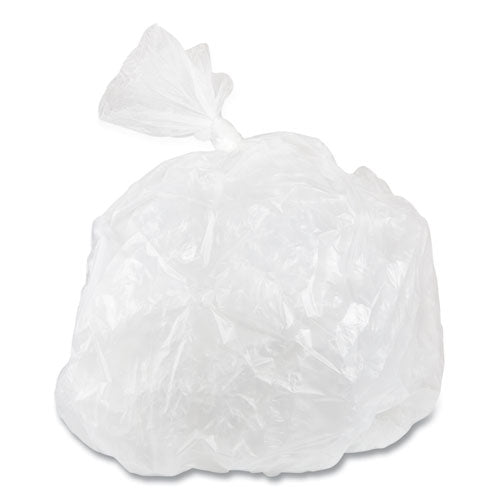 Image of Inteplast Group Low-Density Commercial Can Liners, 60 gal, 1.15 mil, 38" x 58", Clear, Interleaved Roll, 20 Bags/Roll, 5 Rolls/Carton